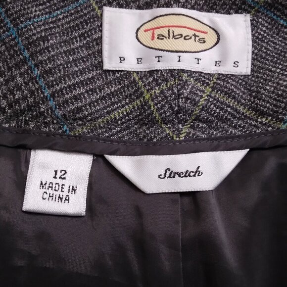 Talbots | Career Wool Stretch Gray Plaid Crop Capris Wide Leg |  Size 12P - Picture 7 of 8